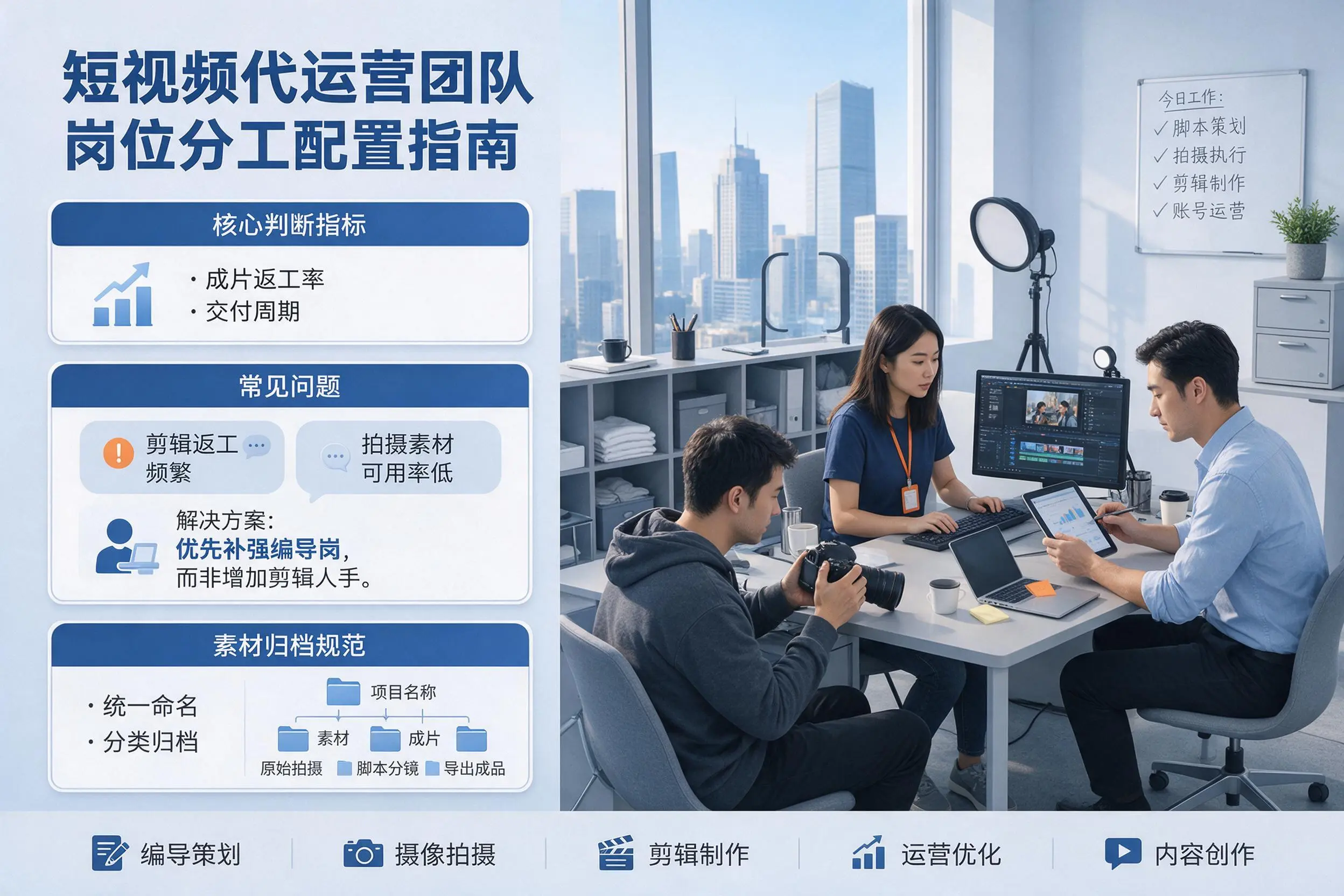 短视频代运营团队如何配置?东方企业岗位分工科普说明