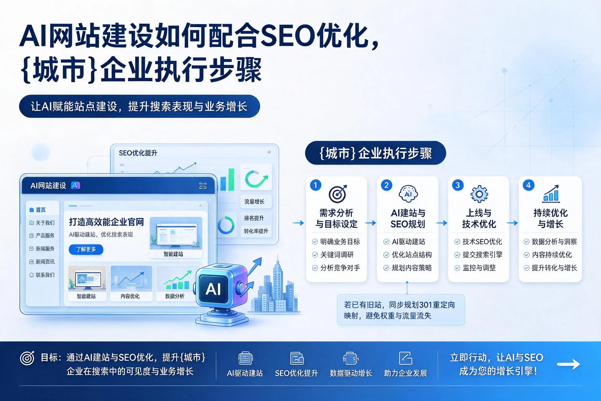 AI网站建设如何配合SEO优化,东方企业执行步骤
