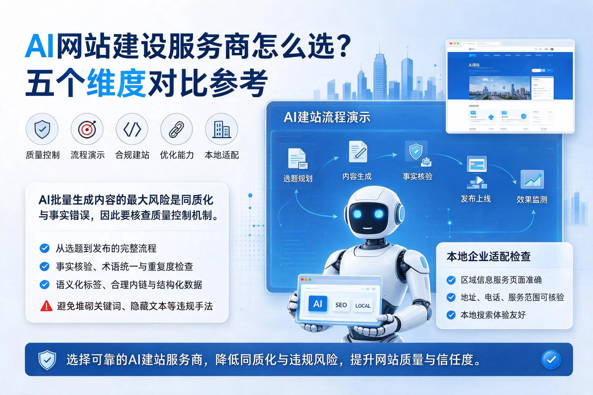 东方AI网站建设服务商怎么选?五个维度对比参考